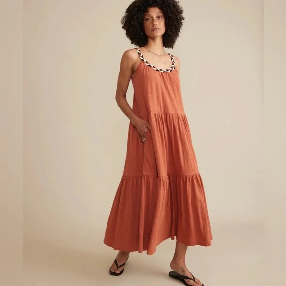 marine layer red dress Marine Layer Women's Carmen Smocked Dress Sardina Print / LARG